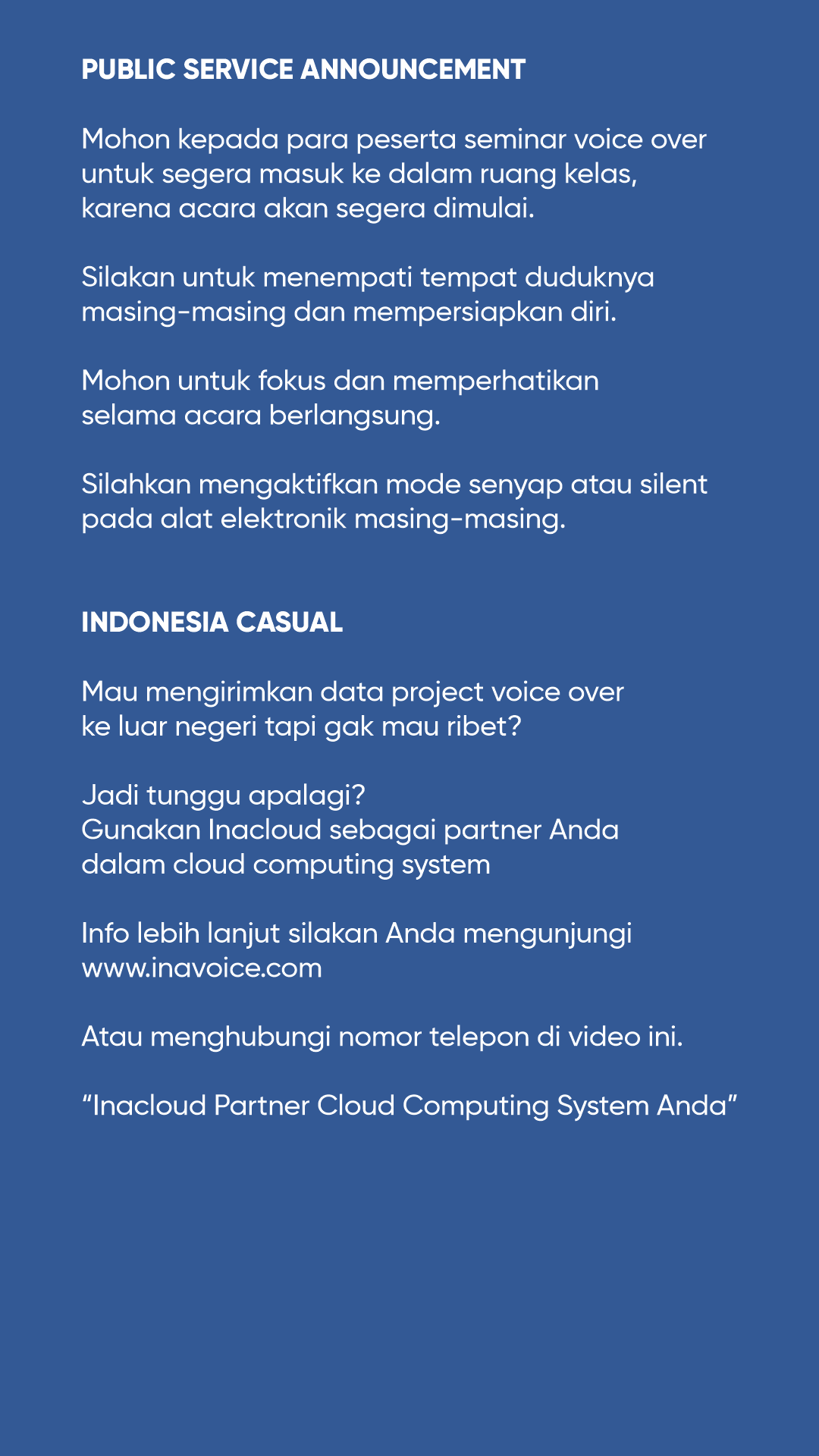 Contoh Naskah Voice Over Indonesia Part 2
